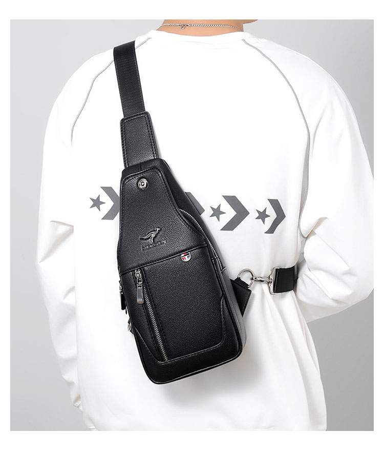 Whatna ワンショルダーメンズ ボディバッグ 斜め掛けバッグ肩掛け 胸バッグ メッセンジャーバッグ PUレザー 大容量 イヤホン穴付 USBポート付 左右に付け替え可 軽量 男女兼用-13