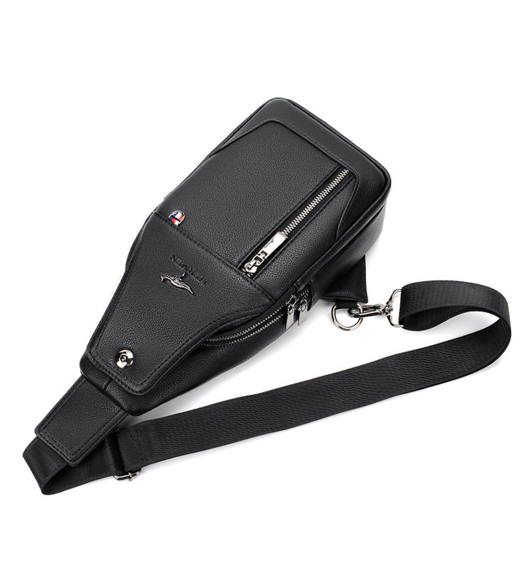 Whatna ワンショルダーメンズ ボディバッグ 斜め掛けバッグ肩掛け 胸バッグ メッセンジャーバッグ PUレザー 大容量 イヤホン穴付 USBポート付 左右に付け替え可 軽量 男女兼用-5