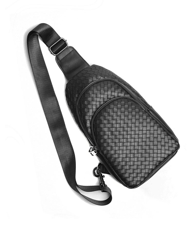 Whatna  ワンショルダーメンズ ボディバッグ 斜め掛けバッグ肩掛け 胸バッグ メッセンジャーバッグ PUレザー 大容量 イヤホン穴付左右に付け替え可 軽量 男女兼用-5