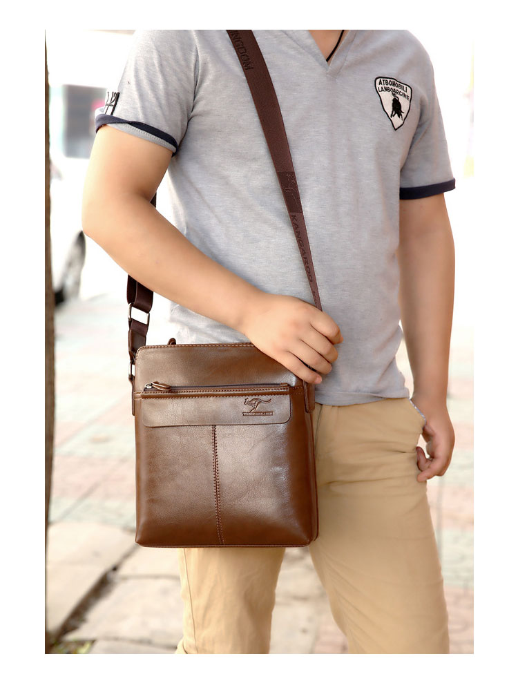 Whatna  ショルダーバッグ メンズかばん 斜めがけボディ胸バッグ 肩掛けバッグメッセンジャーバッグ ビジネスシンプル カジュアル ワンショルダーボディ バッグ  厚手 レザー 縦型 ipad10.5収納可-4