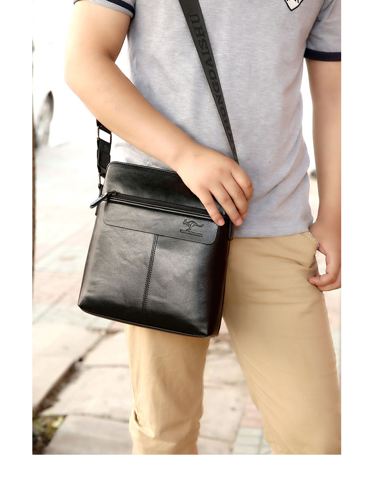 Whatna  ショルダーバッグ メンズかばん 斜めがけボディ胸バッグ 肩掛けバッグメッセンジャーバッグ ビジネスシンプル カジュアル ワンショルダーボディ バッグ  厚手 レザー 縦型 ipad10.5収納可-5