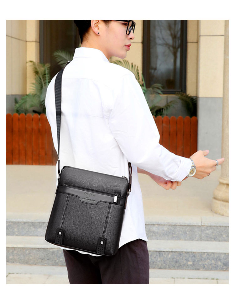 Whatna ショルダーバッグ メンズかばん 斜めがけボディ胸バッグ 肩掛けバッグメッセンジャーバッグ ビジネスシンプル カジュアル ワンショルダーボディ バッグ 厚手 レザー 縦型 ipad10.5収納可-12