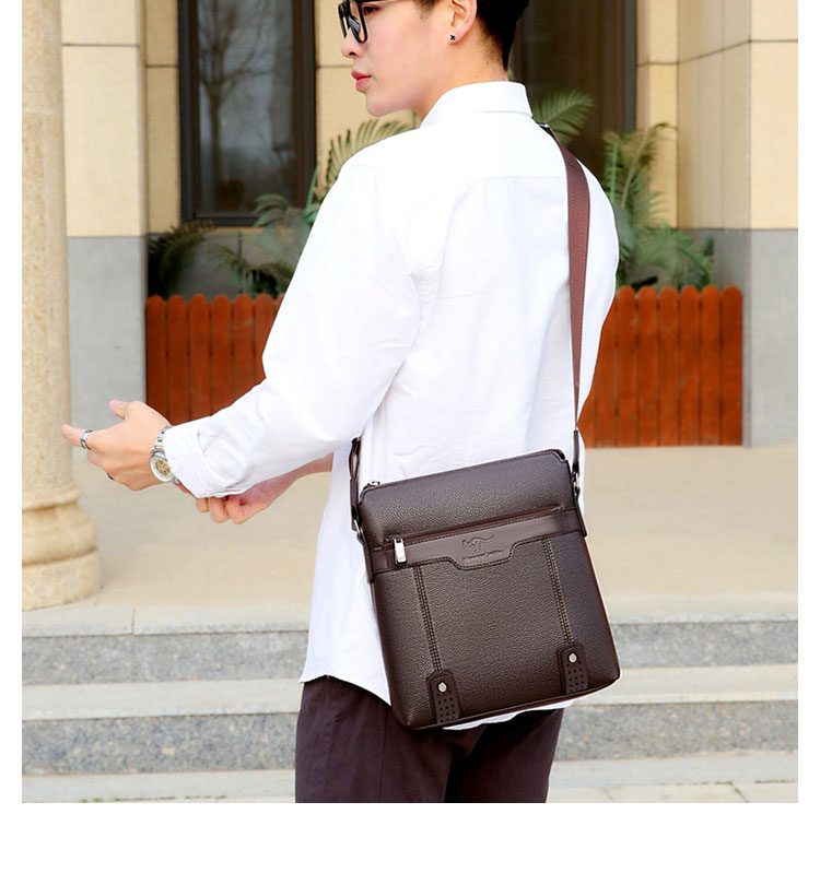 Whatna ショルダーバッグ メンズかばん 斜めがけボディ胸バッグ 肩掛けバッグメッセンジャーバッグ ビジネスシンプル カジュアル ワンショルダーボディ バッグ 厚手 レザー 縦型 ipad10.5収納可-13