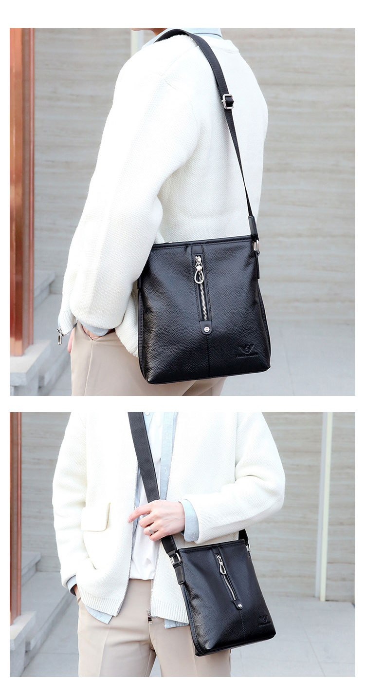 Whatna ワンショルダーバッグ メンズかばん 牛革 斜めがけボディ胸バッグ 肩掛けバッグメッセンジャーバッグ ビジネスシンプル カジュアル ワンショルダーボディバッグ 2室仕様 厚手 レザー 本 革 縦型 横型 B5 A4 ipad10.5収納可-9