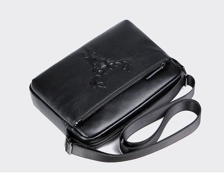 Whatna  ワンショルダーバッグ メンズかばん 牛革 斜めがけボディ胸バッグ 肩掛けバッグメッセンジャーバッグ ビジネスシンプル カジュアル ワンショルダーボディバッグ 2室仕様  厚手 レザー 本 革 縦型 横型  B5 A4 ipad10.5収納可-6