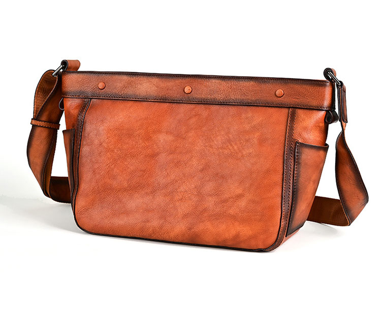 Whatna アンティーク風合い鞣し天 然 牛革ショルダーバッグ メンズ 斜め掛け ボディバッグ 胸バッグ 本 革 大さめビジネスバッグ A4 ipad 13.3 収納可 肩掛け 通勤 通学 斜めがけバッグ 小さめメッセンジャーバッグ 防水 バッグ 自転車 かばん男性用-2