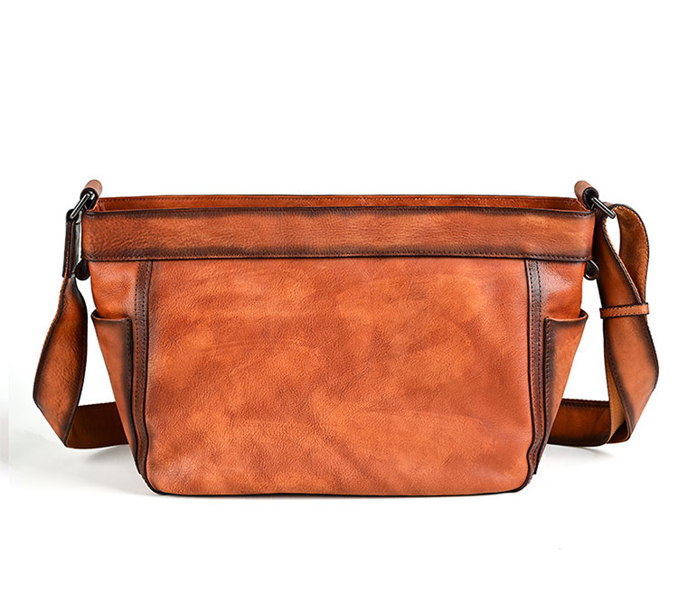 Whatna アンティーク風合い鞣し天 然 牛革ショルダーバッグ メンズ 斜め掛け ボディバッグ 胸バッグ 本 革 大さめビジネスバッグ A4 ipad 13.3 収納可 肩掛け 通勤 通学 斜めがけバッグ 小さめメッセンジャーバッグ 防水 バッグ 自転車 かばん男性用-1