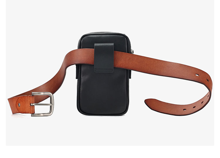 Whatna アンティーク風合い鞣し 牛 革ミニワンショルダーバッグ メンズ ミニ斜め掛け ボディバッグ 胸バッグ ミニウエストバッグ ベルトポーチ ヒップバッグ ウエストポーチバイク用 本革厚手 レザー 男女兼用-4