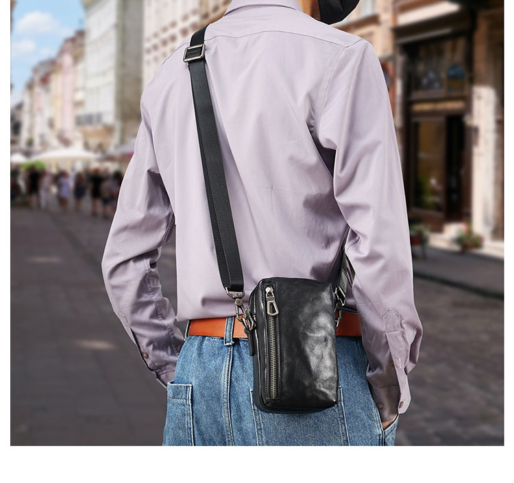 Whatna アンティーク風合い鞣し 牛 革ミニワンショルダーバッグ メンズ ミニ斜め掛け ボディバッグ 胸バッグ ミニウエストバッグ ベルトポーチ ヒップバッグ ウエストポーチバイク用 本革厚手 レザー 男女兼用-11