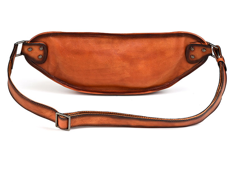 Whatna アンティーク風合い鞣し天 然 牛革 ワンショルダー メンズ ウエストポーチ ウエストバッグ  ミニショルダーバッグ 手作業で作 男女兼用 本革 斜めがけ ボディバッグ  斜め掛け 胸バッグ 15021-2