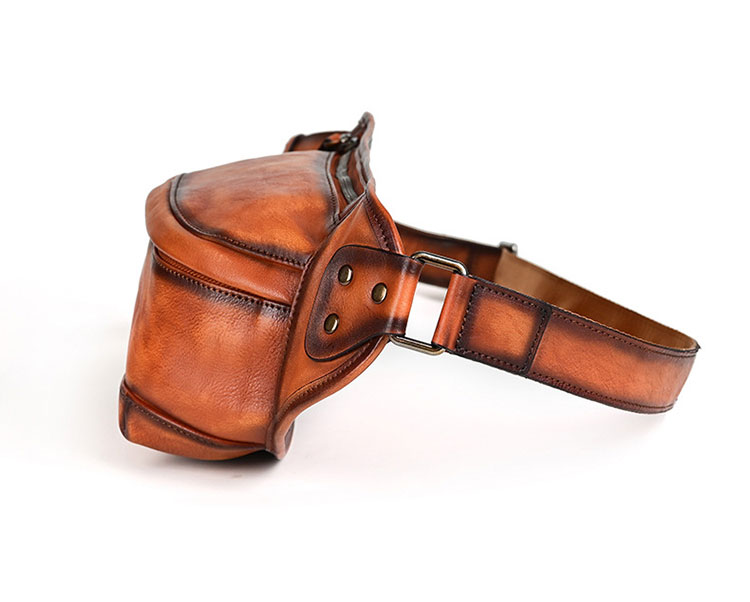 Whatna アンティーク風合い鞣し天 然 牛革 ワンショルダー メンズ ウエストポーチ ウエストバッグ  ミニショルダーバッグ 手作業で作 男女兼用 本革 斜めがけ ボディバッグ  斜め掛け 胸バッグ 15021-4