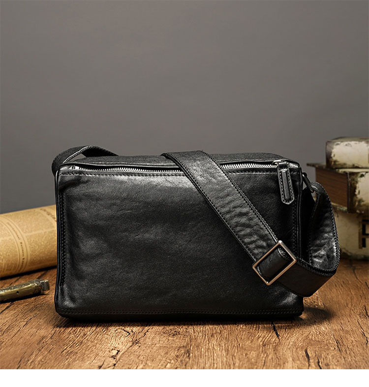 Whatna アンティーク風合い鞣し天 然 牛革ミニショルダーバッグ メンズ 斜め掛け ミニボディバッグ 胸バッグ 本 革 小さめビジネスバッグ肩掛け 通勤 通学 斜めがけバッグ 小さめメッセンジャーバッグ 防水 バッグ 自転車 かばん男性用-3