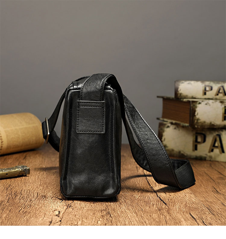 Whatna アンティーク風合い鞣し天 然 牛革ミニショルダーバッグ メンズ 斜め掛け ミニボディバッグ 胸バッグ 本 革 小さめビジネスバッグ肩掛け 通勤 通学 斜めがけバッグ 小さめメッセンジャーバッグ 防水 バッグ 自転車 かばん男性用-2