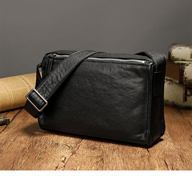 Whatna アンティーク風合い鞣し天 然 牛革ミニショルダーバッグ メンズ 斜め掛け ミニボディバッグ 胸バッグ 本 革 小さめビジネスバッグ肩掛け 通勤 通学 斜めがけバッグ 小さめメッセンジャーバッグ 防水 バッグ 自転車 かばん男性用-1