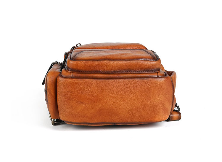 Whatna アンティーク風合い鞣し天 然 牛 革 ワンショルダーメンズ 3way 斜めがけ 肩掛け ボディバッグ 胸バッグ リュックバック 手持ちバック 手提げバック A4 ipad 10.5収納可本革 厚手 レザー  左右付け替え可能 13781-4