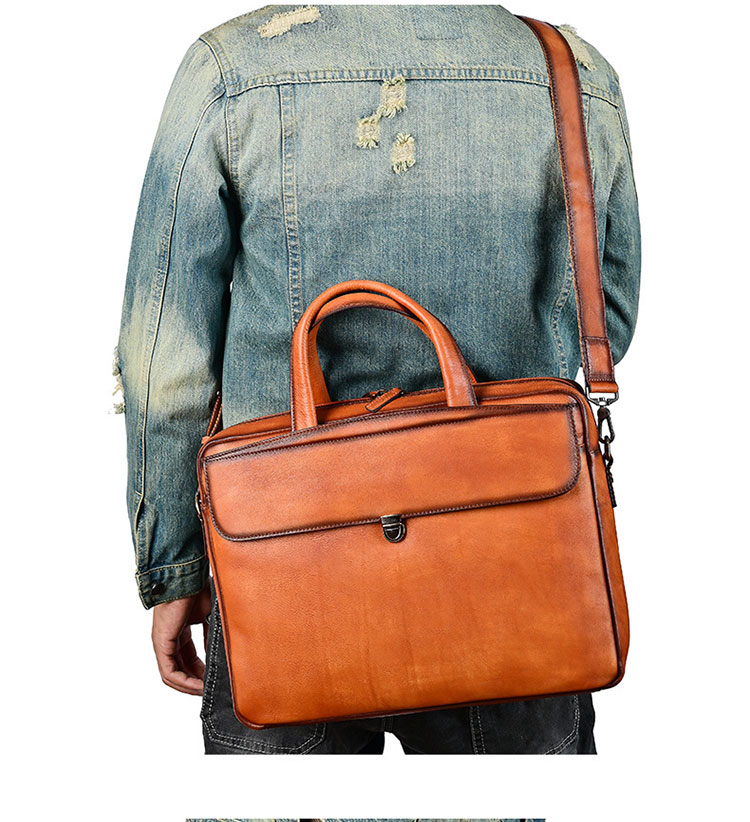 Whatna アンティーク風合い鞣し天 然 牛革 ビジネスバッグメンズ 2way ショルダー 手提げバッグブリーフケース15.6インチPC対応 旅行 出張 通勤 通学 就活 面接 バッグ かばん 男性用13783-8