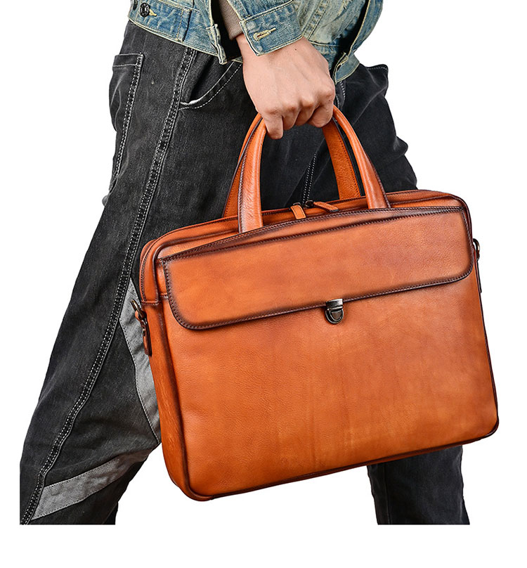 Whatna アンティーク風合い鞣し天 然 牛革 ビジネスバッグメンズ 2way ショルダー 手提げバッグブリーフケース15.6インチPC対応 旅行 出張 通勤 通学 就活 面接 バッグ かばん 男性用13783-9