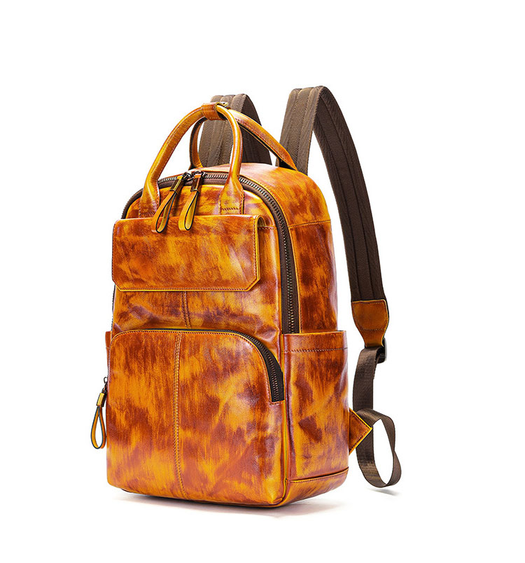 Whatna アンティーク風合い鞣し天 然 牛 革 ビジネスバッグメンズ 手提げ・リュックバッグ 2WAY厚 手 本革 レザー ダブルファスナーA4 15.6インチpc収納可 旅行 出張用 通勤 通学 就活 面接 バッグ かばん 男性用 816-1