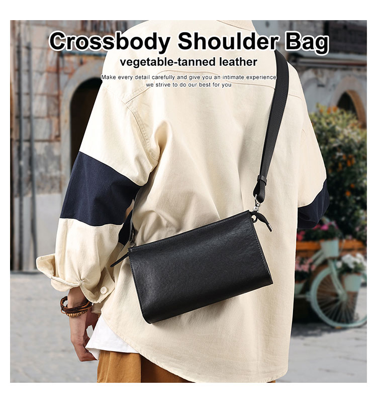 Whatna アンティーク風合い鞣し 牛 革ワンショルダーバッグ メンズ 3way クラッチ ショルダー 肩掛けバッグ ボディ斜め掛け胸バッグ ボディーバッグ セカンド バッグ 小さい  結婚式 バッグ ビジネス フォーマル 冠婚葬祭 バッグ紳士用 男性用-8