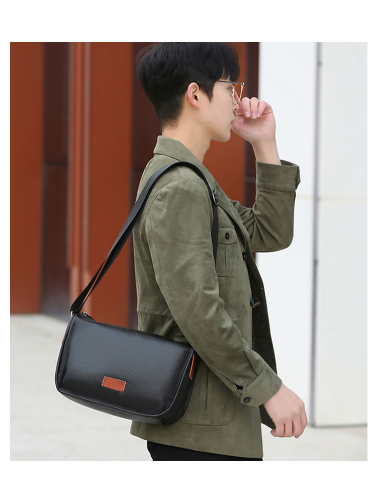 Whatna 天然 牛 革 ワンショルダーバッグ メンズ 斜め掛け ボディーバッグ 胸バッグ 本 革 小さめビジネスバッグ  横型 ipad 10.5収納可 肩掛け 通勤 通学 斜めがけバッグ メッセンジャーバッグ 防水 バッグ 自転車 かばん男性用-12