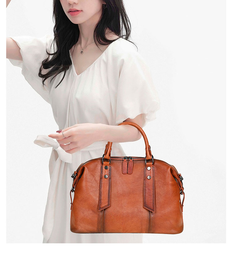 Whatna アンティーク風合い鞣し天 然 牛革 ビジネスバッグメンズ 2way ショルダー 手提げバッグブリーフケース ダブルファスナー 15インチPC収納可 旅行 出張 通勤 通学 就活 面接 バッグ かばん 男性用wx907-8