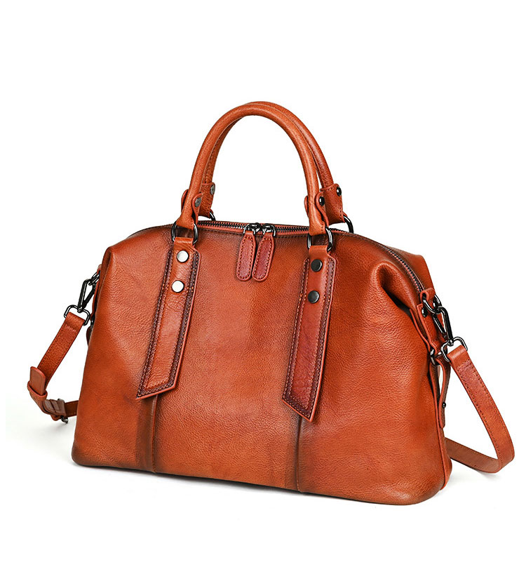 Whatna アンティーク風合い鞣し天 然 牛革 ビジネスバッグメンズ 2way ショルダー 手提げバッグブリーフケース ダブルファスナー 15インチPC収納可 旅行 出張 通勤 通学 就活 面接 バッグ かばん 男性用wx907-1