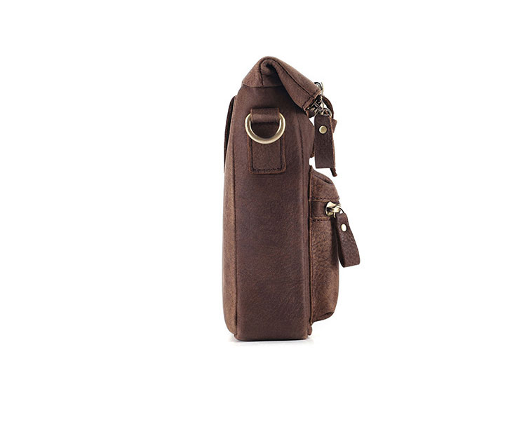 Whatna 牛革 ミニワンショルダーバッグ メンズ ミニ斜め掛け ボディバッグ 胸バッグ ミニウエストバッグ ベルトポーチ カラビナポーチヒップバッグ ウエストポーチバイク用 本革厚手 レザー 男女兼用-2