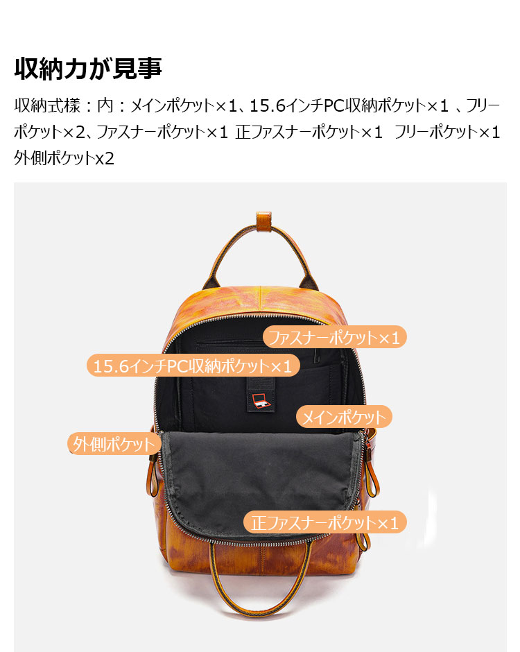 Whatna アンティーク風合い鞣し天 然 牛 革 ビジネスバッグメンズ 手提げ・リュックバッグ 2WAY厚 手 本革 レザー ダブルファスナーA4 15.6インチpc収納可 旅行 出張用 通勤 通学 就活 面接 バッグ かばん 男性用 816-6