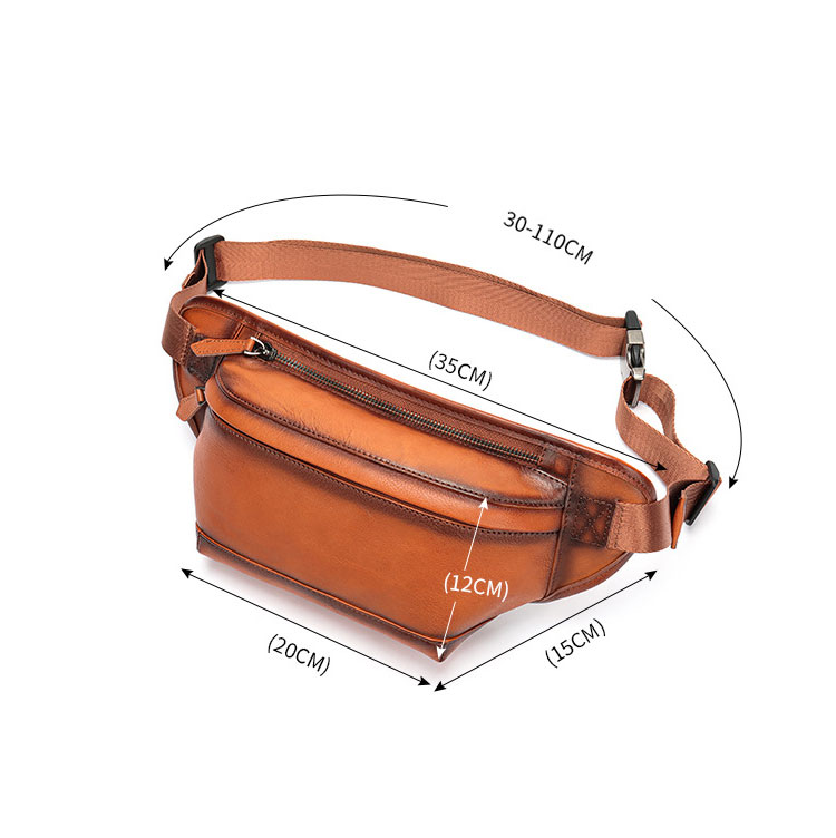 Whatna アンティーク風合い鞣し天 然 牛革 ワンショルダー メンズ ウエストポーチ ウエストバッグ ショルダーバッグ 手作業で作 男女兼用 本革 斜めがけ ボディバッグ  斜め掛け 胸バッグ 9152-1