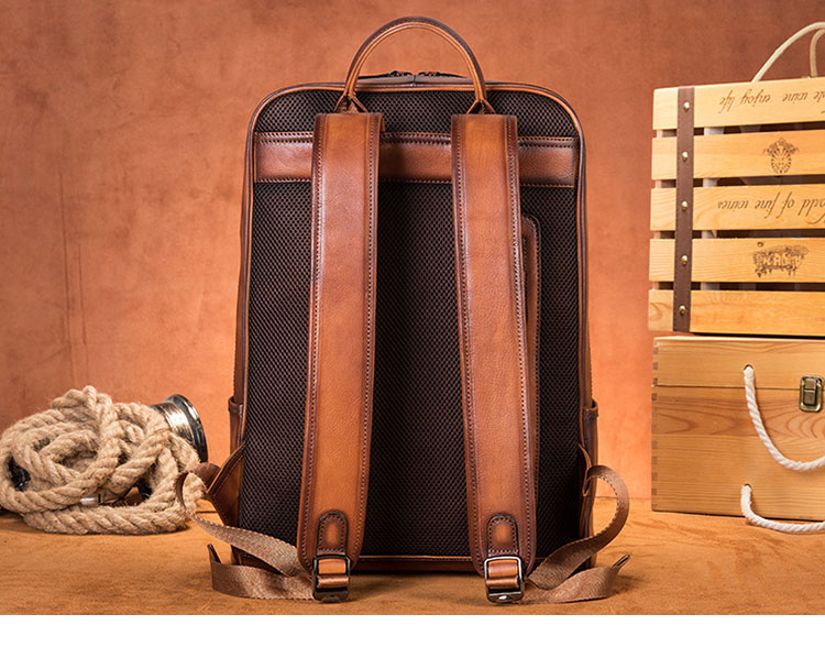 Whatna アンティーク風合い鞣し天 然 牛革ビジネスバッグメンズバッグ 手提げ・リュックの2WAY厚 手 本革 レザー A4 15.6インチpc収納可 旅行 出張用 通勤 通学 就活 面接 バッグ かばん 男性用 ブラウン2248-3