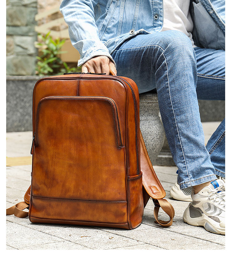 Whatna アンティーク風合い鞣し天 然 牛革ビジネスバッグメンズバッグ 手提げ・リュックの2WAY厚 手 本革 レザー A4 15.6インチpc収納可 旅行 出張用 通勤 通学 就活 面接 バッグ かばん 男性用 ブラウン2248-11