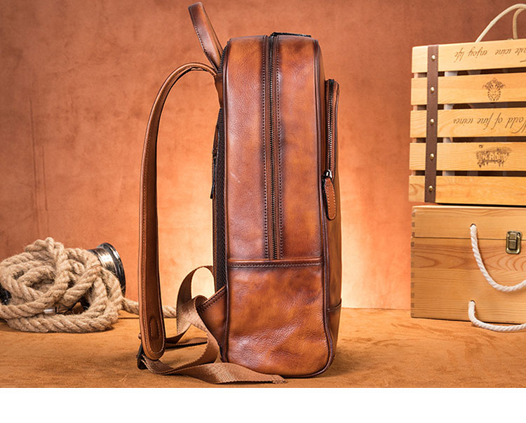 Whatna アンティーク風合い鞣し天 然 牛革ビジネスバッグメンズバッグ 手提げ・リュックの2WAY厚 手 本革 レザー A4 15.6インチpc収納可 旅行 出張用 通勤 通学 就活 面接 バッグ かばん 男性用 ブラウン2248-2