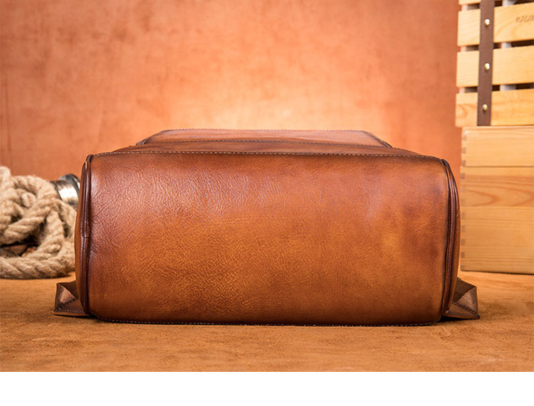 Whatna アンティーク風合い鞣し天 然 牛革ビジネスバッグメンズバッグ 手提げ・リュックの2WAY厚 手 本革 レザー A4 15.6インチpc収納可 旅行 出張用 通勤 通学 就活 面接 バッグ かばん 男性用 ブラウン2247-3