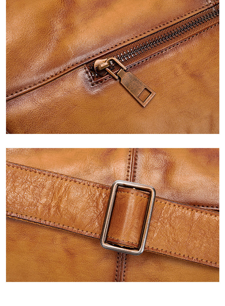 Whatna アンティーク風合い鞣し天 然 牛革 ワンショルダー メンズ ウエストポーチ ウエストバッグ ショルダーバッグ 手作業で作 男女兼用 本革 斜めがけ ボディバッグ 斜め掛け 胸バッグ 9059-7