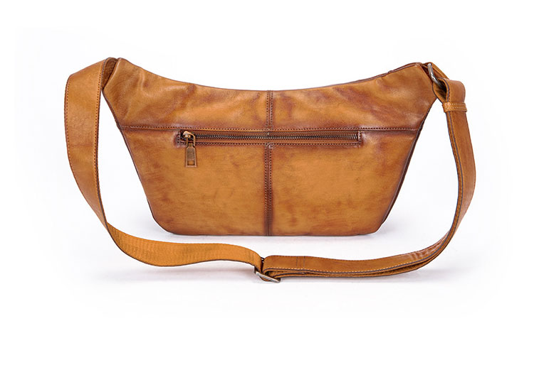 Whatna アンティーク風合い鞣し天 然 牛革 ワンショルダー メンズ ウエストポーチ ウエストバッグ ショルダーバッグ 手作業で作 男女兼用 本革 斜めがけ ボディバッグ 斜め掛け 胸バッグ 9059-3