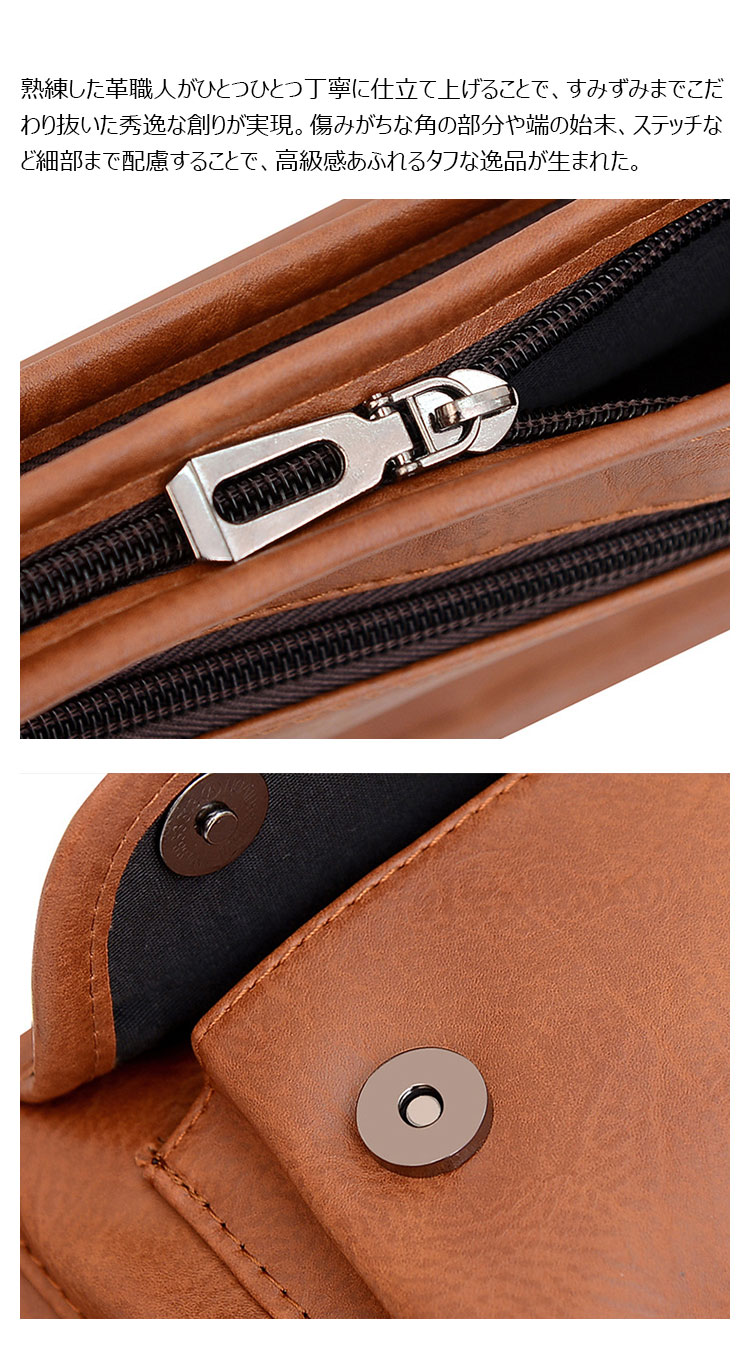 Whatna  ワンショルダーバッグ メンズ  ボディバッグ 斜め掛けバッグ 肩掛け胸バッグ ウエストバッグ メッセンジャーバッグ 小さい 革 レザー男女兼用-7