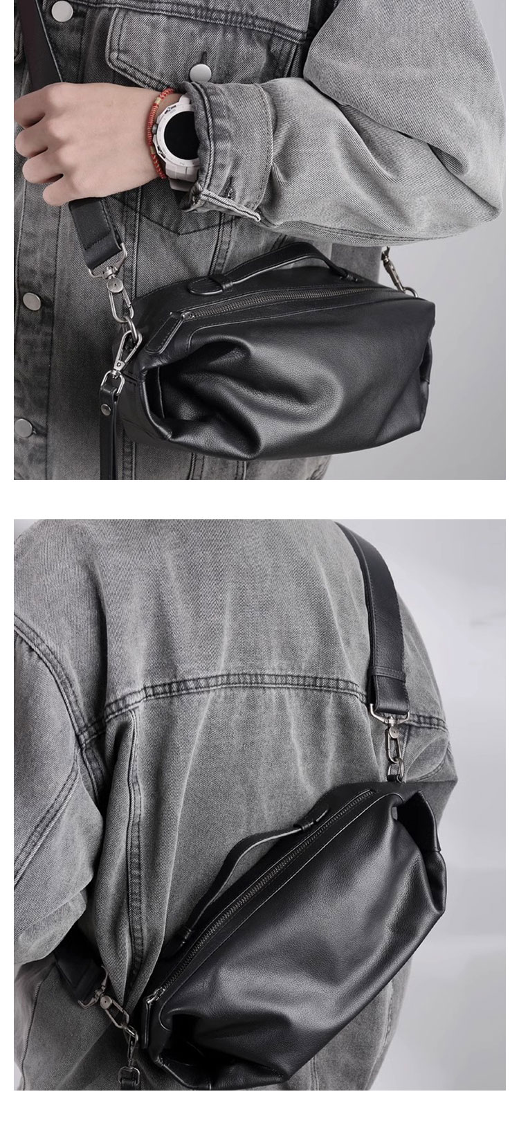 Whatna アンティーク風合い鞣し牛 革ワンショルダーメンズ バッグ3way クラッチ ショルダー 肩掛けバッグ ボディ斜め掛け胸バッグ ボディーバッグ セカンド バッグ 小さい  結婚式 バッグ ビジネス フォーマル 冠婚葬祭 バッグ紳士用 男性用-9