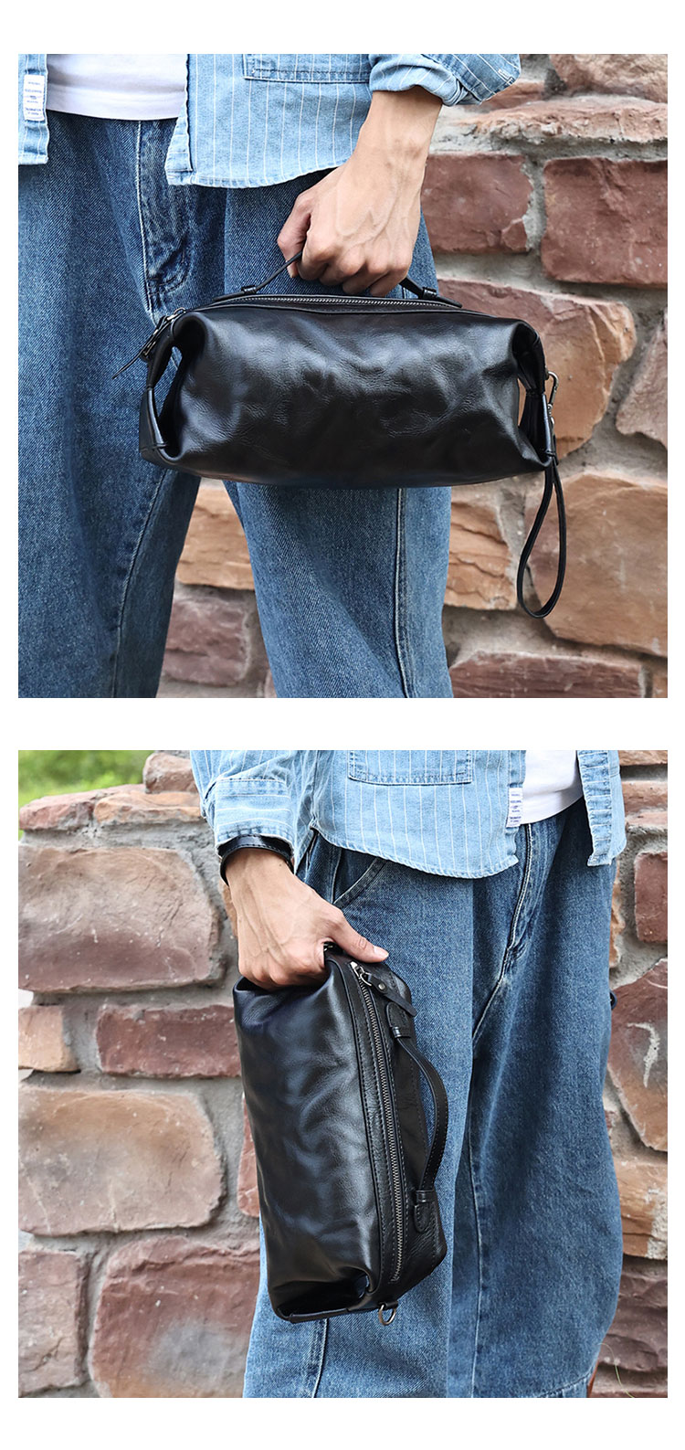 Whatna アンティーク風合い鞣し牛 革ワンショルダーメンズ バッグ3way クラッチ ショルダー 肩掛けバッグ ボディ斜め掛け胸バッグ ボディーバッグ セカンド バッグ 小さい  結婚式 バッグ ビジネス フォーマル 冠婚葬祭 バッグ紳士用 男性用-8