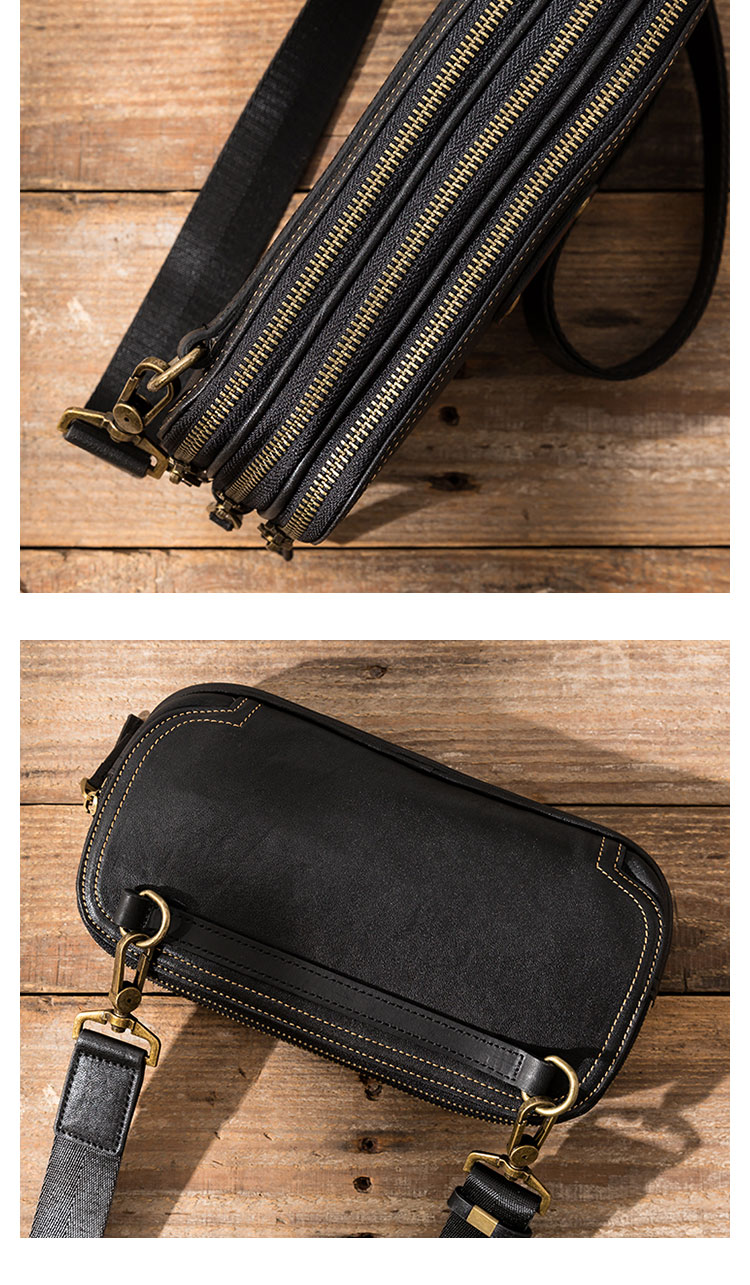 Whatna アンティーク風合い鞣し牛 革ワンショルダーメンズ バッグ3way クラッチ ショルダー 肩掛けバッグ ボディ斜め掛け胸バッグ ボディーバッグ セカンド バッグ 小さい 結婚式 バッグ ビジネス フォーマル 冠婚葬祭 バッグ紳士用 男性用-9