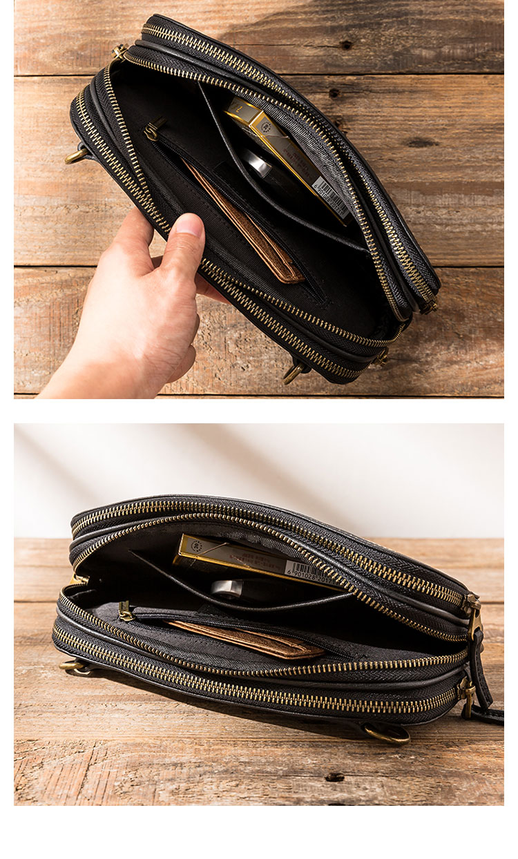 Whatna アンティーク風合い鞣し牛 革ワンショルダーメンズ バッグ3way クラッチ ショルダー 肩掛けバッグ ボディ斜め掛け胸バッグ ボディーバッグ セカンド バッグ 小さい 結婚式 バッグ ビジネス フォーマル 冠婚葬祭 バッグ紳士用 男性用-7