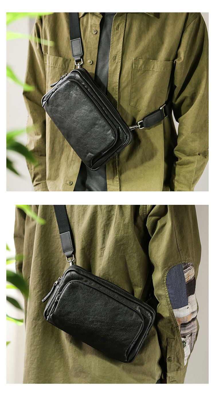 Whatna アンティーク風合い鞣し牛 革ワンショルダーメンズ バッグ3way クラッチ ショルダー 肩掛けバッグ ボディ斜め掛け胸バッグ ボディーバッグ セカンド バッグ 小さい 結婚式 バッグ ビジネス フォーマル 冠婚葬祭 バッグ紳士用 男性用-9