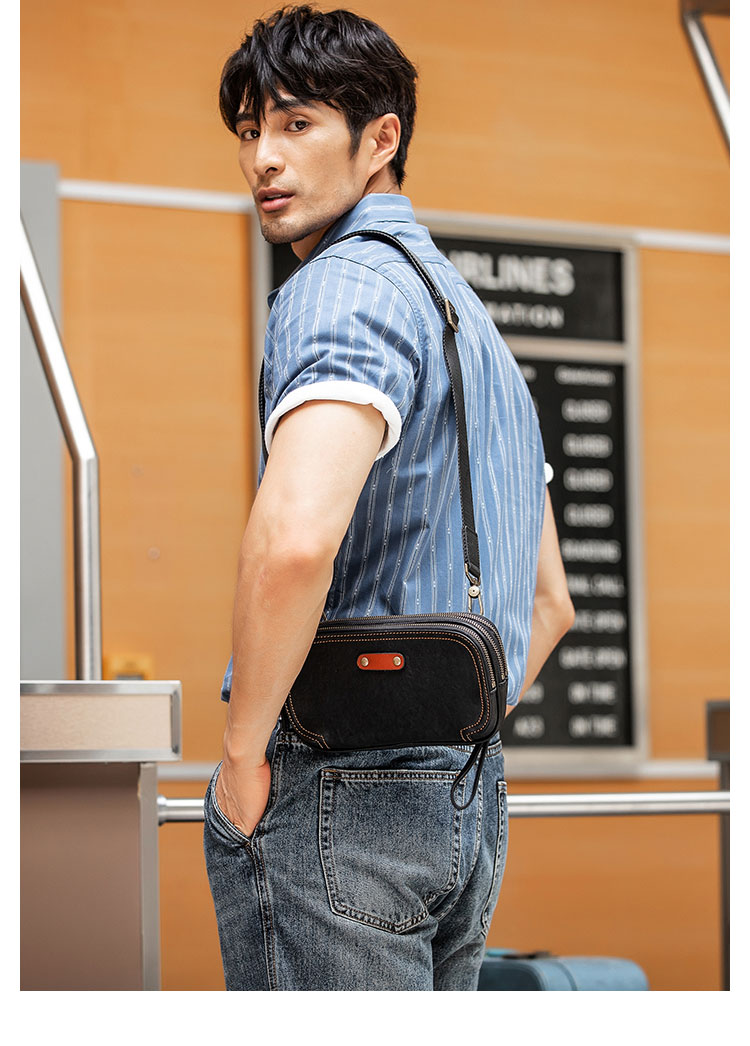 Whatna アンティーク風合い鞣し牛 革ワンショルダーメンズ バッグ3way クラッチ ショルダー 肩掛けバッグ ボディ斜め掛け胸バッグ ボディーバッグ セカンド バッグ 小さい 結婚式 バッグ ビジネス フォーマル 冠婚葬祭 バッグ紳士用 男性用-14