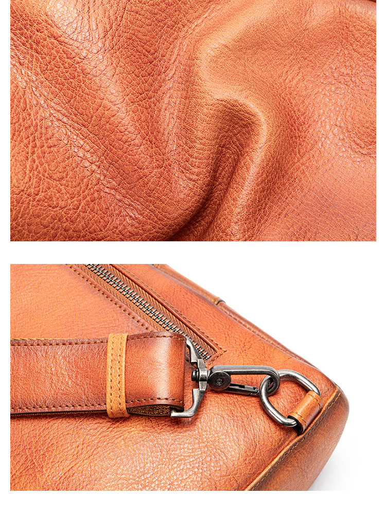 Whatnaアンティーク風合い鞣し天 然 牛 革 ワンショルダーメンズ 3way 斜めがけ 肩掛けミニボディバッグ 胸バッグ  本革 厚手 レザー7601-8