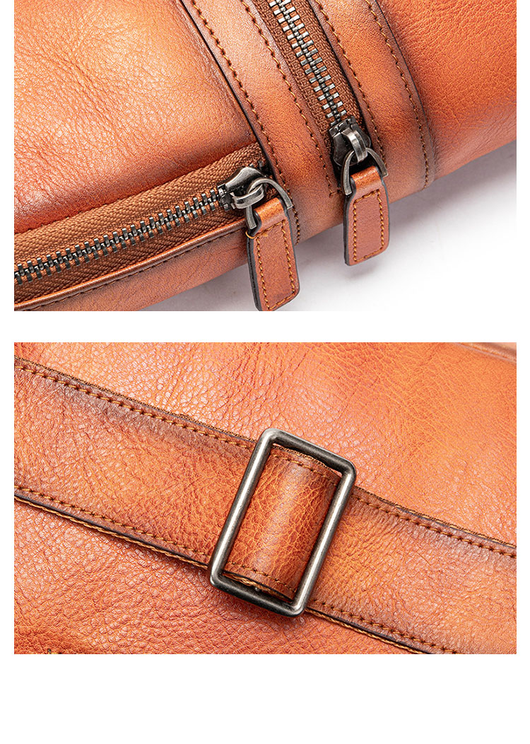 Whatnaアンティーク風合い鞣し天 然 牛 革 ワンショルダーメンズ 3way 斜めがけ 肩掛けミニボディバッグ 胸バッグ  本革 厚手 レザー7601-9