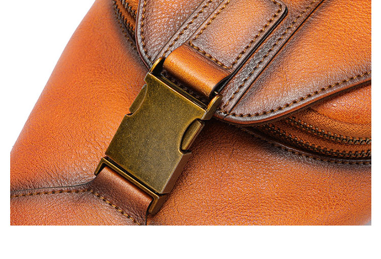 Whatnaアンティーク風合い鞣し天 然 牛 革 ワンショルダーメンズ 3way 斜めがけ 肩掛けミニボディバッグ 胸バッグ 本革 厚手 レザー9171-9