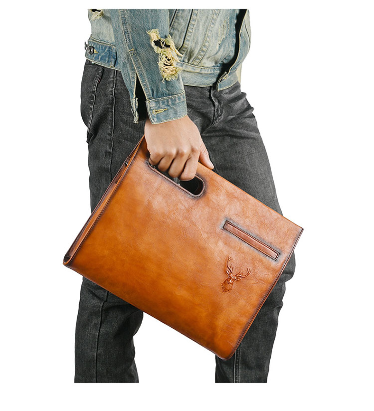 Whatna アンティーク風合い鞣し牛 革セカンド バッグ メンズ 3way クラッチ ショルダー 斜め掛け ボディーバッグ 肩掛け バッグ 胸バッグ 3室仕切 大さい A4サイズ収納可 結婚式 バッグ ビジネス フォーマル 冠婚葬祭 バッグ紳士用 男性用-10