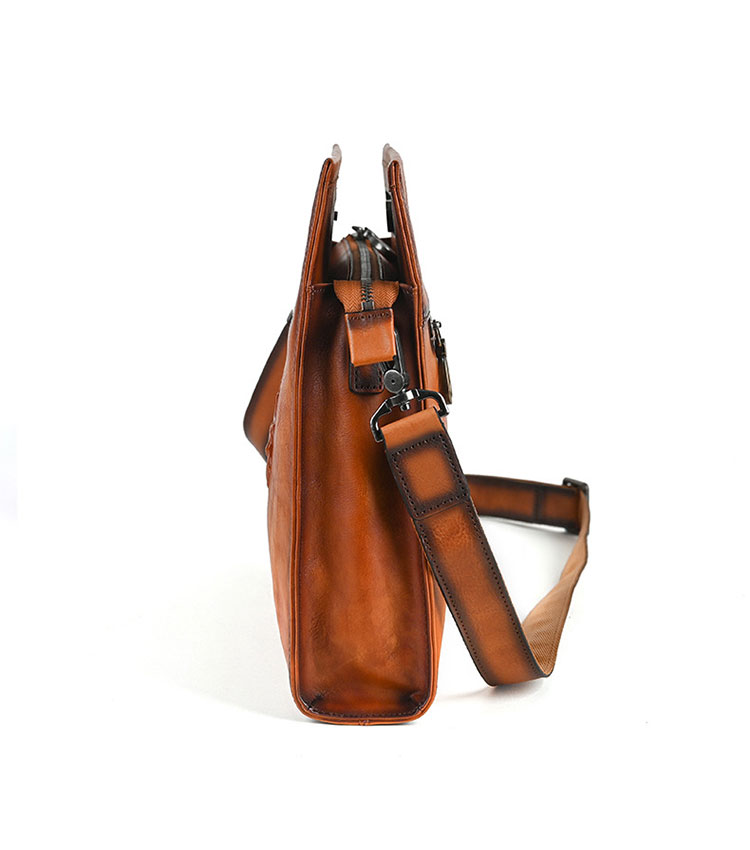 Whatna アンティーク風合い鞣し牛 革セカンド バッグ メンズ 3way クラッチ ショルダー 斜め掛け ボディーバッグ 肩掛け バッグ 胸バッグ 3室仕切 大さい A4サイズ収納可 結婚式 バッグ ビジネス フォーマル 冠婚葬祭 バッグ紳士用 男性用-3