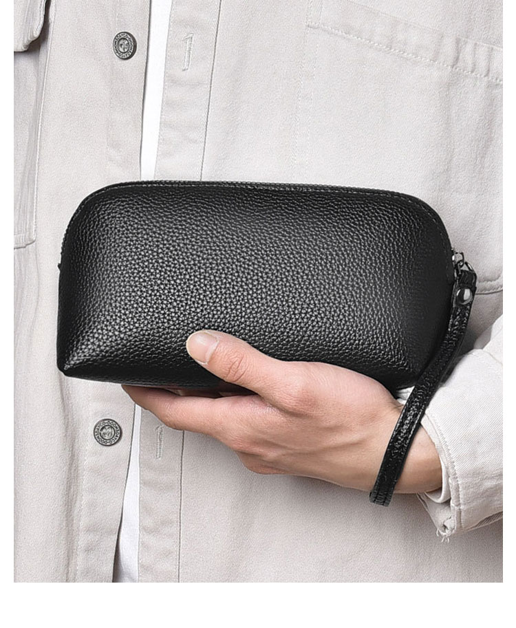 Whatna 2way 革 ミニセカンドバッグ メンズ バッグ クラッチ バッグ 小さい 厚手 レザー ハンドストラップ付 手持ちバッグ 結婚式 バッグ フォーマル ビジネス 冠婚葬祭 バッグ 男性用 紳士用 黒 ブラウン-6