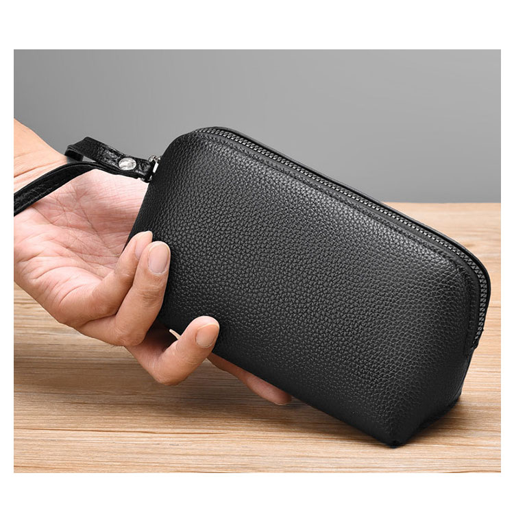 Whatna 2way 革 ミニセカンドバッグ メンズ バッグ クラッチ バッグ 小さい 厚手 レザー ハンドストラップ付 手持ちバッグ 結婚式 バッグ フォーマル ビジネス 冠婚葬祭 バッグ 男性用 紳士用 黒 ブラウン-4