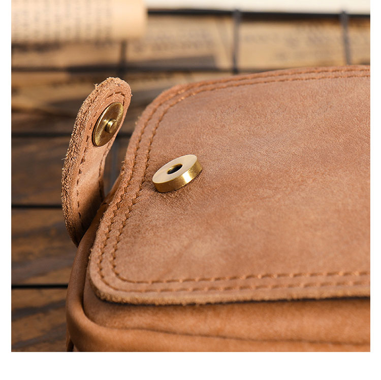 Whatna 牛革 ミニワンショルダーバッグ メンズ ミニウエストバッグ ウエストポーチバイク用 ベルトバッグ ヒップバッグ厚手 レザー 本 革 横型 縦型 男女兼用 ミニ斜め掛け ボディバッグ 胸バッグ ワンショルダー 軽量 ブラウン 黒8133-8